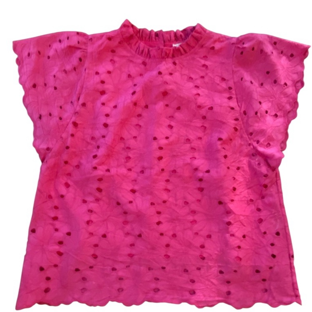 JODIFL Fuchsia Eyelet Blouse